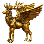 CHOVY Winged Brass Elk Statue - 100% Solid Handcrafted Lost-Wax Cast Sculpture, Nordic Mythical Creature Art, Steampunk Winged Beast Decor, Premium Home Collectible, Unique Gift for Mythology Lovers - style: Flying Deer