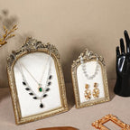 2pcs Gold Resin Jewelry Display Stand,Vintage Jewelry Holder Photo Frame Earring Holder,Velvet Necklace Tray Resin Jewelry Photography Props or Jewelry and Collectibles