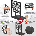 20 Pieces Book Ends for Shelves Heavy Duty Bookends Non-Skid Metal Book Holders Black Tree Design Modern Bookends for Shelves Office Home Decorative Book Stopper for Books CD(10 Pair)