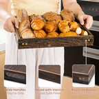 Yangbaga Serving Tray with Handles,13"*13"Wood Decorative Tray for Living Room,Modern Coffee Table Tray,Square Large Serving Platters for Home Decor,Ottoman,Bed,Kitchen,Bathroom, Breakfast,Bar - size: 13" x 13" x 1.8"
