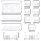 Manalete Drawer Organizers Set of 12, 4 Sizes Clear Plastic Drawer Organizers and Storage Bins for Kitchen, Bathroom, Office, Dresser Desk Drawer Organizer Tray for Jewelry, Makeup, Junk, Gadgets