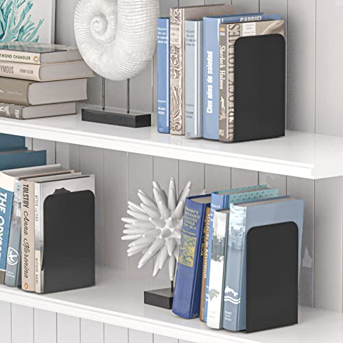 VFINE Bookends 4 Pairs, Black Metal Book Ends, Bookends for Shelves, Book Stopper for Heavy Books, Book Dividers for Home Office School Supplies - color: Black Bookends 8 Pieces