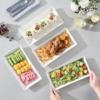 MALACASA Serving Platters Set of 4, Ceramic Serving Platters and Trays for Serving Food, Rectangular Serving Trays for Party, Large Serving Plates, Party Serving Trays and Platters - 12 Inch, White - size: 12 Inch