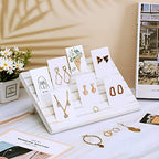 Blulu 31 Pack Wooden Earring Display Stand 7 Slots jewelry Display Holder with Earring Card for Selling Vendors Retail Show - color: Wash White, White