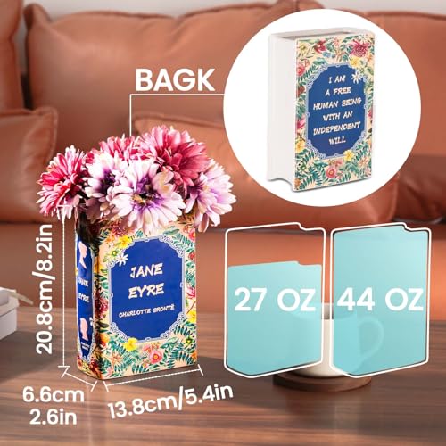 Book-Shaped Vase for Flowers, Ceramic Book Planter Pot, Bookshelf Vase for Flowers, Teacher Appreciation, Cute Bookshelf Decor, Pot Planter Bookends, Art Deco Style Piece, Unique Vases - color: Garden