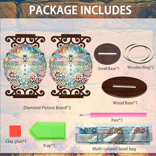 Diamond Art Painting Candlestick Holder kits, Dragonfly DIY shaped crystal Diamond art painting, woodiness Candle holder for AromaRelax & Home Decor, Christmas Halloween Ornaments (Double-Sided) - color: Dragonfly
