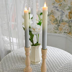 Flameless Taper Candles Flickering with Remote and Timer, 3D Moving Flame Taper Candle Battery Operated to 400 Hours, 9 Inch Window Candles, (Gradient Silver-Vertical Stripes) - color: Gradient Silver-Vertical Stripes