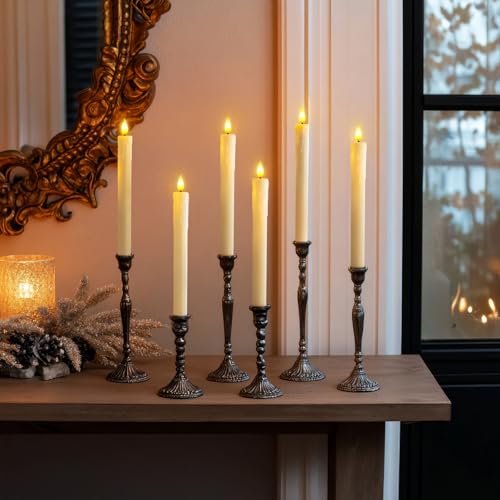 Homemory 2 PCS Flameless Taper Candles with Remote and Timer, 9.6 inch Ivory LED Candle Sticks Battery Operated, Dripless Real Wax Window Candles with 3D Flickering Flame for Fireplace Christmas - style: Farmhouse - Ivory 9.6"