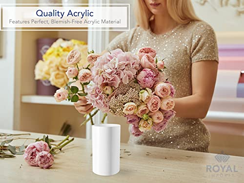 Royal Imports Flower Acrylic Vases Cylinders - Decorative Centerpiece Display for Home or Wedding - Non Breakable Plastic, 5X8 - White - size: 5"x8"