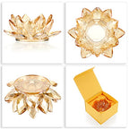 OwnMy Crystal Lotus Flower Tea Light Holder Lotus Petals Votive Candle Holder, Crystal Flower Tealight Candle Stand Candle Lamp for Wedding Table Centerpiece (Champagne Gold) - color: Champagne Gold