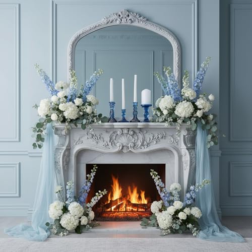Mumufy 20 Pcs Glass Crystal Taper Candle Holders Clear Glass Candlestick Holder Fit 0.8 Inch Candles Crystal Decorative Candle Stand Centerpiece Table Wedding Dining Party (Blue) - color: Blue
