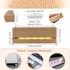 Led Light Display Base - 4pcs Rectangle LED Display Stand with Dimmable Warm Light Lamp, Wood Art Lights Display Pedestal for Crystal Glass Resin Art Home Decor