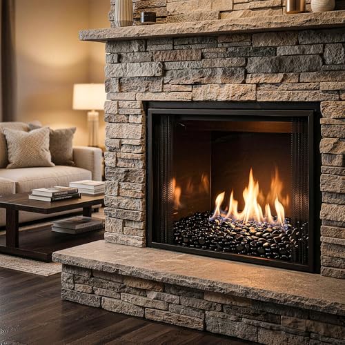 Mr. Fireglass 10 Pound Fire Glass Beads, 1/2" Reflective Round Fire Glass Drops for Fireplace Fire Pit & Lanscaping, High Luster Onyx Black - color: Onyx Black, size: 1/2 inch, 10 Pounds