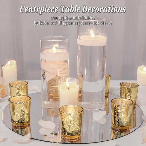 UPBUD Gold Votive Candle Holders Set of 24, Speckled Mercury Candle Holders for Wedding Gold Centerpiece Table Decorations, Tealight Candle Holder for Party Bridal Shower Decor, Home Decor - color: Gold