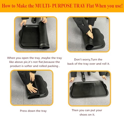 PetLike Boot Tray for Entryway, Pet Food Mat, Waterproof Rubber Shoe Mat for Indoor and Outdoor, Multi-Purpose Tray for Boots, Shoes, Pets, Garden (Black, 1PACK 29.5X16 INCH) - color: Black