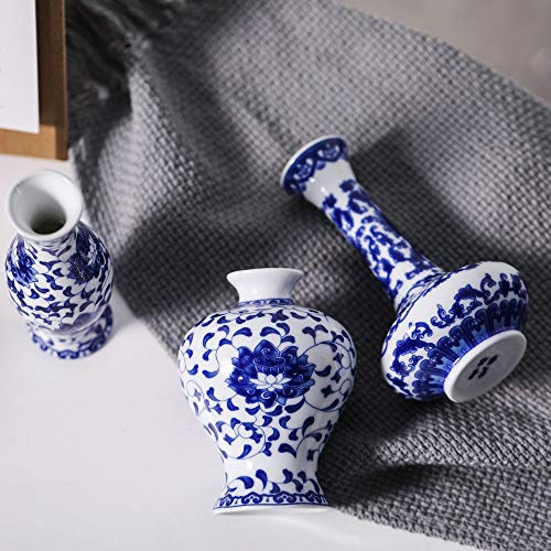 Blue and White Vase Set of 3, Cute Ceramic Bud vase in Bulk for Farmhouse Table Centerpiece Mini Vintage Vase for Rustic Wedding Decorations, Home Table Flower Decor - color: Blue & White Porcelain Set