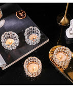 Crystal Tea Light Candle Holders，Gold Candlestick Holders for Home Decor Wedding Party Table Decoration Housewarming Gift (6 pcs)