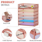 Marbrasse 2 Pack Desk Organizer with Handle, 6 Tier Paper Letter Tray, Mesh Desk File Organizer for Office, School and Home - Rose Gold - color: Rose Gold - 2p