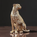 Golden Cheetah Statue, Modern Luxury Animal Sculpture for Home Office Decor, Resin Tabletop Accent for Living Room, Bookshelf, Mantel (Sitting Posture)