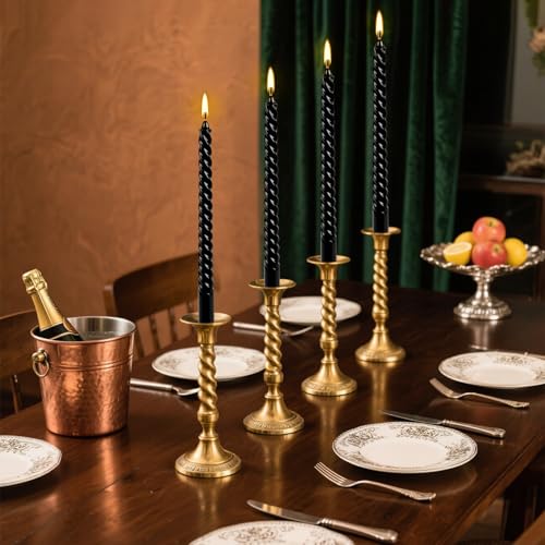 12-Pack 10' Tall Black Spiral Taper Candle Set - Dripless, Smokeless for Halloween&Christmas, Unscented Candlesticks, Dripelss Tapered Candles for Table Rituals,Memorial Prayer Wiccan Rituals. - color: 12Pack-Spiral Black-10inch