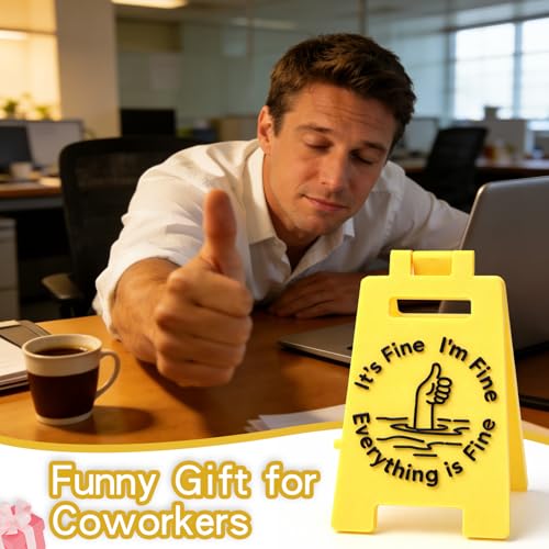 It's Fine I'm Fine Everything Is Fine 3D Printed Funny Office Desk Accessories, Workspace Stress Relief Desk Sign for Professionals, Coworkers, Home, Study, Relatable Mood Boosting Office Gift - color: It's Fine