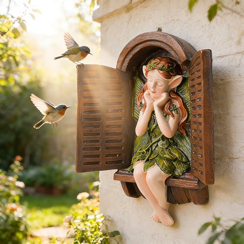 Teaeeno Whimsical Fairy Garden Gnome Statue, Tree Faces Decor Outdoor -7.8 Inch, Funny Garden Tree Decoration, Ideal Patio Yard Lawn Porch Decoration - color: Ivory