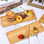 Chengu 3 Pcs Bamboo Vanity Trays for Bathroom Small Wooden Serving Tray for Bathroom Counter Food Appetizer Tea Dessert Kitchen Candle Tissue Toilet Tank Home Decor, 11 x 4 Inch(Rectangle Edge Style) - style: Rectangle Edge Style
