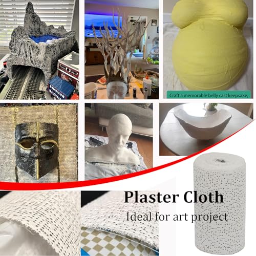 3 Pack White Plaster Cloth Gauze Bandages Rolls for Art Project, Belly Cast, Mask Making, Sculptures, Body Casts, Craft Projects, Scenery Construction - Each Roll 4 inch x 15 feet (Total 45ft Long) - size: 3 Pack (45ft)