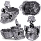 READAEER Skull Glasses Stand Holder, Creative Eyeglasses Holder, Sunglasses Spectacle Display Rack, Key Holder Resin Sculptures for Entryway, Home, Office, Desk, Nightstand (Silver) - color: Silver