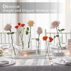 Cylinder Bud Vases in Bulk 24: Glasseam Small Clear Glass Vases for Centerpieces Wedding Table Decor Modern 5.9In Flower Vase Set for Single Stem Roses Tulips