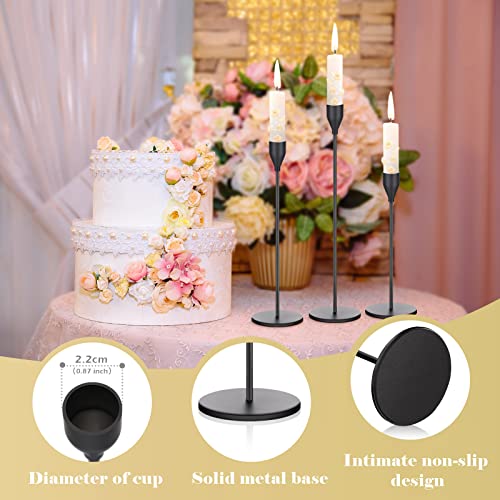 Potchen 27 Pack Black Candles Holder, 9 Sets Metal Taper Candlestick Holders Fit 0.75 Inch Thick Pillar Candles, Vintage Modern Candle Sticks Centerpiece Decor for Wedding Home Dinning Anniversary - color: Black