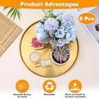 Molain 12 Inch Gold Tray, 6 Pcs Round Serving Stainless Steel Circle Platter Decorative Plate Coffee Table Makeup Organizer Dishes for Bar Display Food Kitchen Dessert Cart Bathroom Candle Display