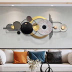 ERMOFAV Wall Decor,Modern Creative Metal Geometric Circular Decor Wall Art, 59x24 In Large 3D Textured Metal Wall Sculptures, Living Room Bedroom Den Aesthetic Wall Art Decor - style: wall sculpture 1