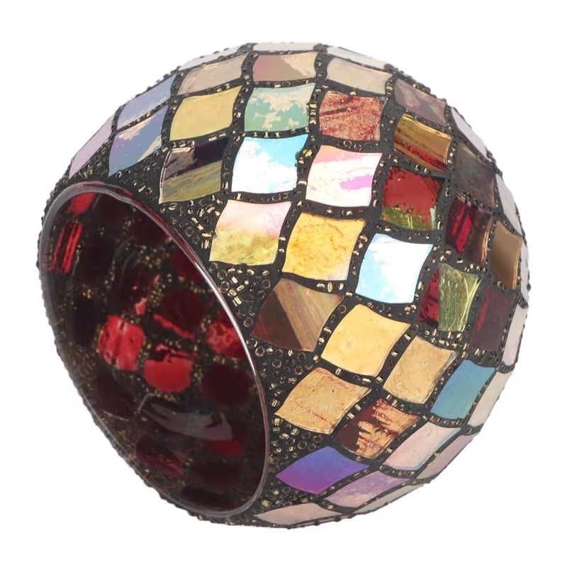 Mosaic Glass Tea Light Holder Scented Candle Holder Romantic Red for Home