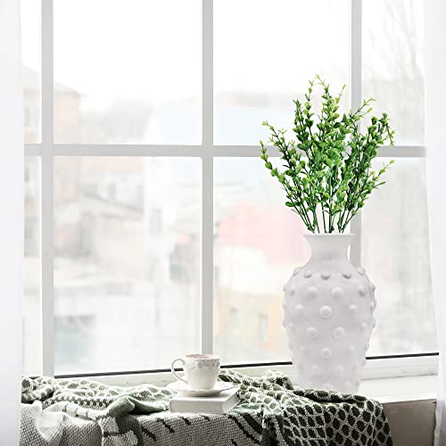 AuldHome Vintage White Hobnail Ceramic Vase, 11 inches tall, 5.4 inch diameter