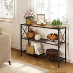 Hoctieon Industrial Console Table, 3 Tier Entryway Table, Hallway Table, Narrow Sofa Table with Shelves, Entrance Table for Entryway, Living Room, Foyer, Hallway, Office, Rustic Brown&Black - color: Rustic Brown