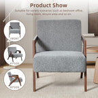 INZOY Mid Century Modern Accent Chair with Wood Frame, Upholstered Reading Armchair with Soft Linen Fabric, Accent Chair for Living Room Bedroom Apartment, Easy Assembly, Blue - color: Chenille Blue
