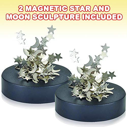 ArtCreativity Magnetic Moons & Stars Sculpture (Set of 2) - Desk Magnet Fidget Toys for Adults, Stress-Relief Office Decor, Stocking Stuffers & Educational Development Toys for Kids
