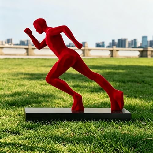 AWNR Handmade Gold Abstract Statue- Exquisite Resin Figurine for Modern Home Decor Living Room Shelf Office Decorations, Perfect for Bookshelf, Desk, and TV Stand Accents. (Transparent Gold) - color: Red Runner