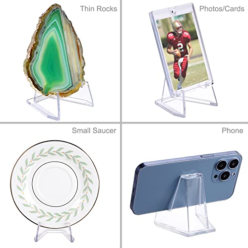 Hipiwe 10 Packs Acrylic Easel Stands X-Large Clear Coin Display Easel Holder for Displaying Agate Slices Coins Challenge Medals Casino Chips, 2.7 Inch Tall