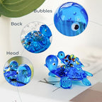 HDCRYSTALGIFTS 2.5'' Blown Glass Sea Turtle Figurines Gift for Women, Handmade Glass Sea Animals Collection, Dollhouse Miniatures - color: Sea Turtle