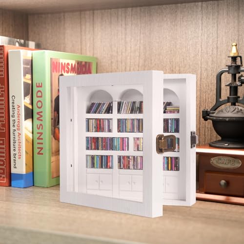 Anxiety Bookshelf – Mini Books Display for Stress Relief and Fun Decor, Perfect Decorative Miniature Library for Book Lovers, Ideal for Home Decor, Office Décor, and Thoughtful Gift Giving - White - color: White