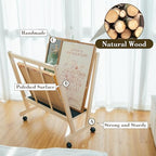 GENMOUS Wood Large Print Rack with Castors - Artist Display and Storage Rack,Natural Wooden Storage & Crafts Drying Racks for Canvas,Artwork,Prints,Panels,Posters,Art Shows & Galleries Display Stands - size: Wood-1Layer