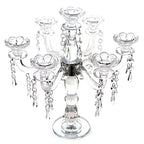 allgala Crystal Candle Holder - 7-Arm 14 Inch Crystal Taper Candlestick Candelabra - Centerpiece for Home Wedding Event and Party Festival - size: 7 Arm