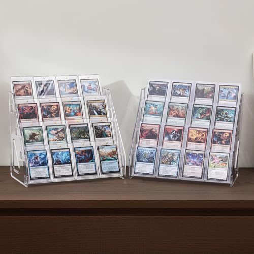 DEEIF 4 Tier Acrylic Trading Card Display Stand, 12" Riser Display Shelf for Magnetic Holders, Toploaders, PSA Graded Cards, TCG Sports Card Collection (2 Pack) - size: 4Tier, 2Pack