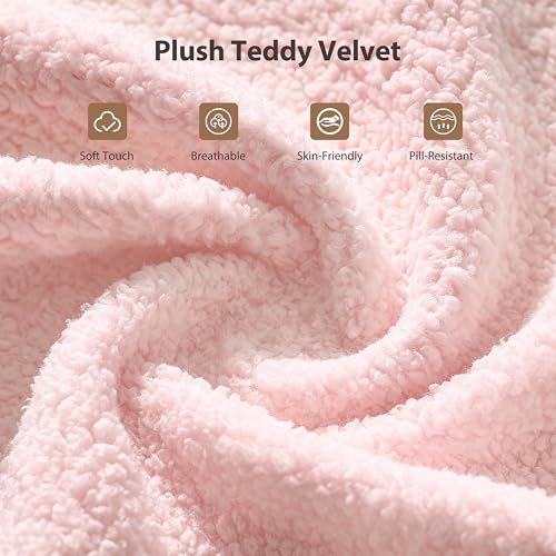 Big and Tall Office Chair, Flip Armrests for Pets & Cross Legged Sitting, Executive Ergonomic Computer Gaming Chair with Foot Rest, Teddy Fleece Wide Seat Reclining Desk Chair, Pink - color: Pink