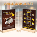 xydstay 6pack 8.5x11 Acrylic Sign Holder with Wood Base for Picture Frames,L/T Shape Double Slot Design for Vertical or Slant Back Display, for Restaurant, Office, School, Store and Home Use - size: 6 pack