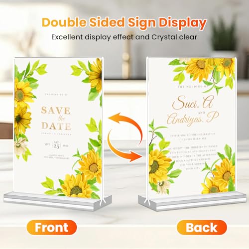 Acrylic Sign Holder 8.5x11, 10 Pack Clear Table Plastic Vertical Clear Double Sided Flyer Display, Picture Menu Stand Paper Holder Photo Sign Holder Suitable for Restaurants Office Store Show Fair - color: Vertical 10 Pack 8.5x11