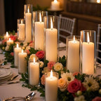 Homjoy 24 PCS White Pillar Candles with Glass Candle Holders Clear Hurricane Candle Holders Glass Cylinder Vases for Centerpieces Wedding Party, Event, Home Office (12 Candles+12 Candle Hoders) - style: 24 PCS White