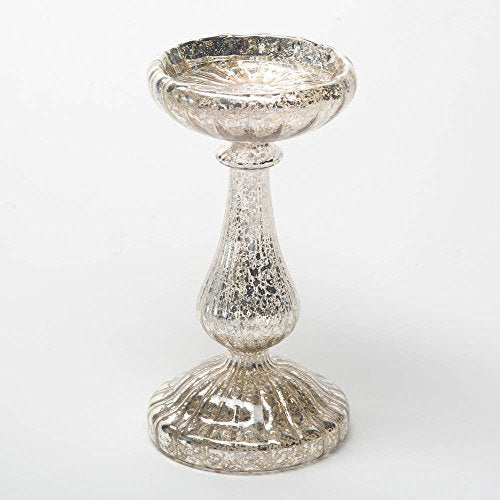 Richland Ribbed Unique Mercury Glass Pillar Candle Holder 8.5" - size: 8.5"